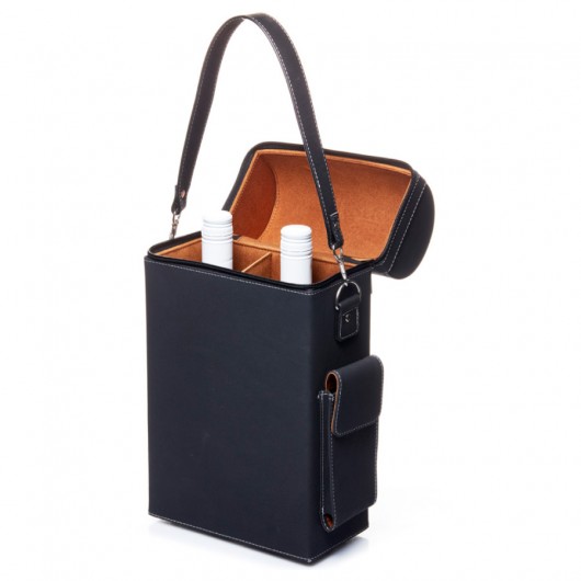 Sueded Leatherette Double Bottle Wine Cases Open